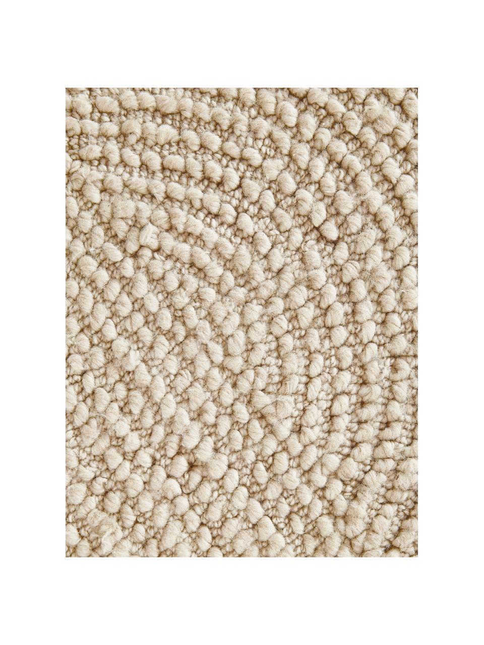 Tapis rond à poils ras tufté main, en matériaux recyclés Eleni, 100 % polyester, Beige, Ø 120 cm (taille S)