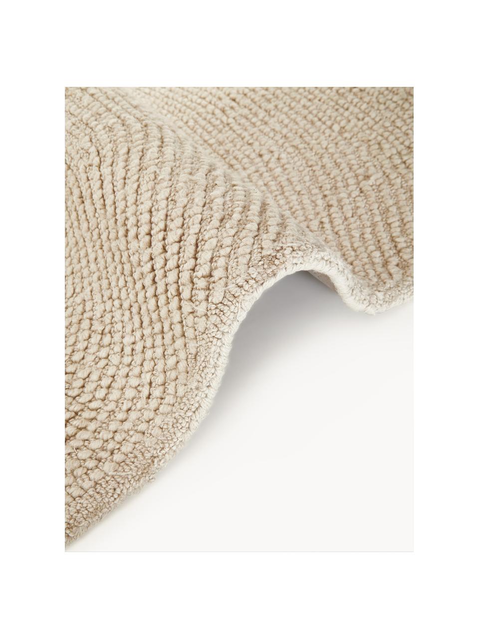 Tapis rond à poils ras tufté main, en matériaux recyclés Eleni, 100 % polyester, Beige, Ø 120 cm (taille S)