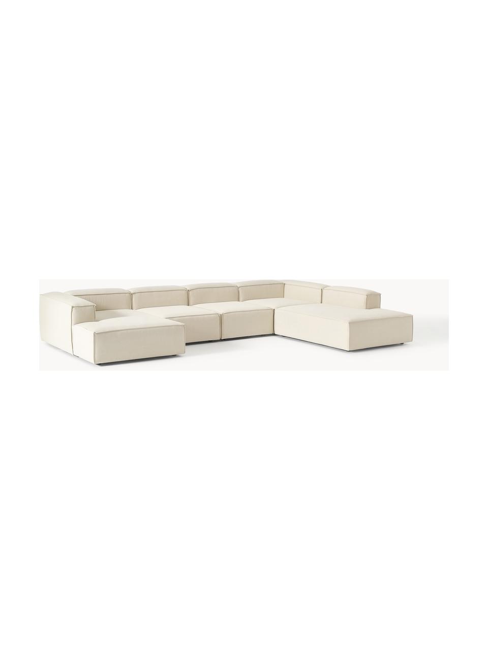 Divano componibile Lennon, Rivestimento: 100% poliestere Con 115.0, Struttura: legno di pino massiccio, , Piedini: plastica Questo prodotto , Tessuto bianco latte, Larg. 418 x Prof. 269 cm, chaise loungue a sinistra