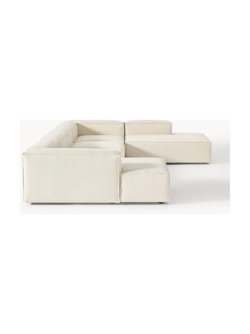 Canapé lounge modulable Lennon, Tissu blanc cassé, larg. 418 x prof. 269 cm, méridienne à gauche