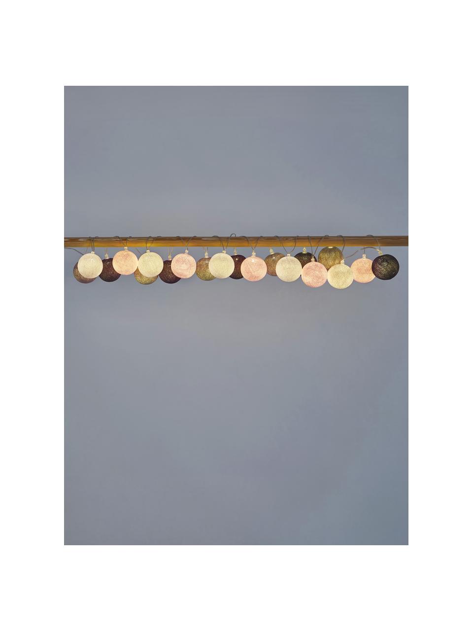 LED lichtslinger Colorain, 378 cm, Lampions: polyester, Roze, grijstinten, L 378 cm