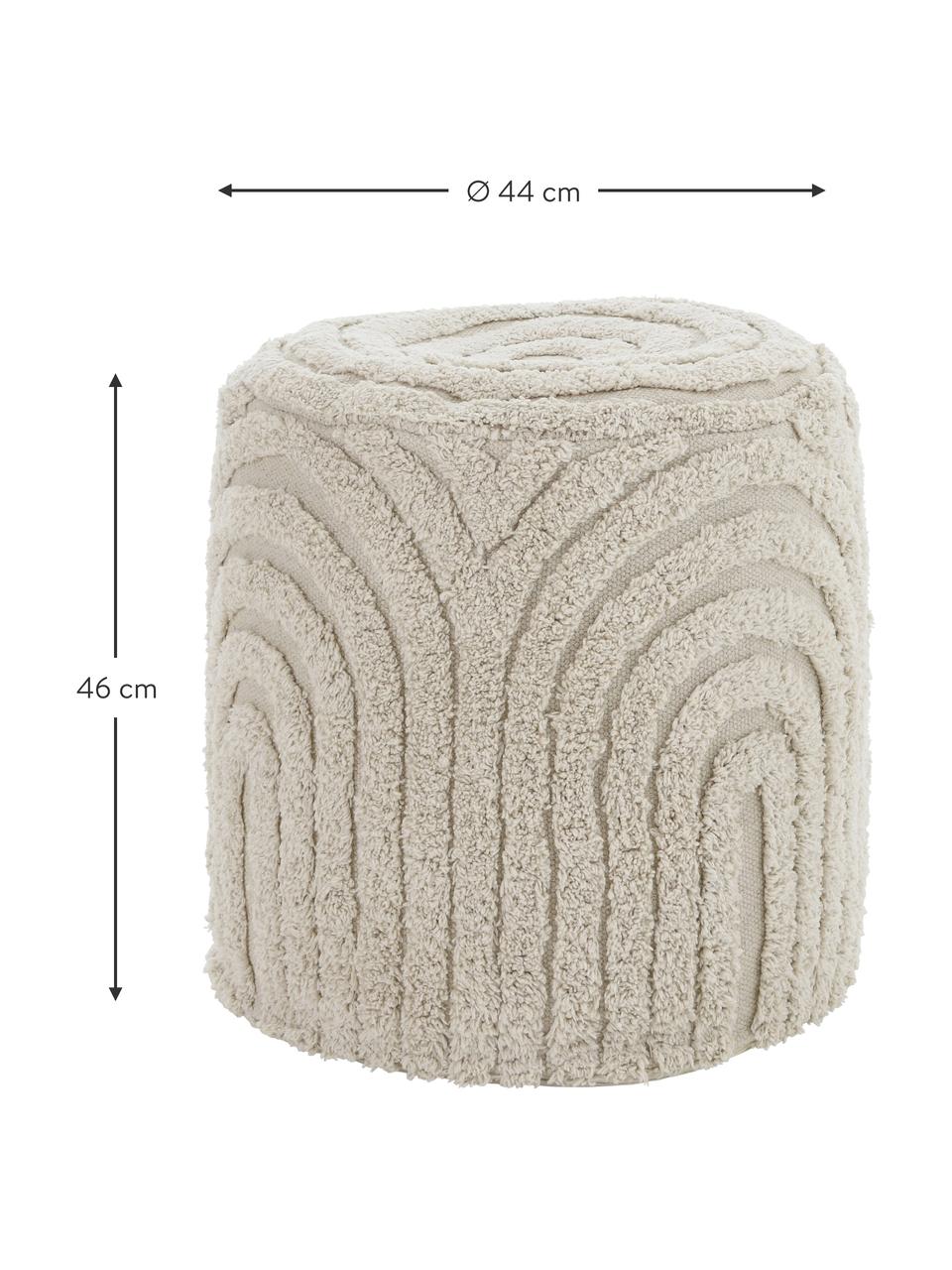 Hocker Erika aus Baumwolle, Bezug: 100 % Baumwolle, Webstoff Hellbeige, Ø 44 x H 46 cm