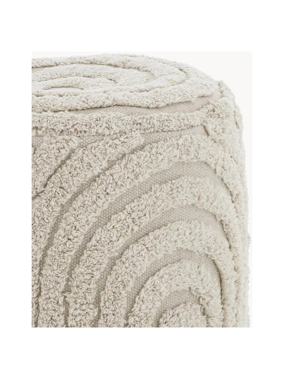 Hocker Erika mit getufteter Oberfläche, Bezug: 100 % Baumwolle, Webstoff Hellbeige, Ø 44 x H 46 cm