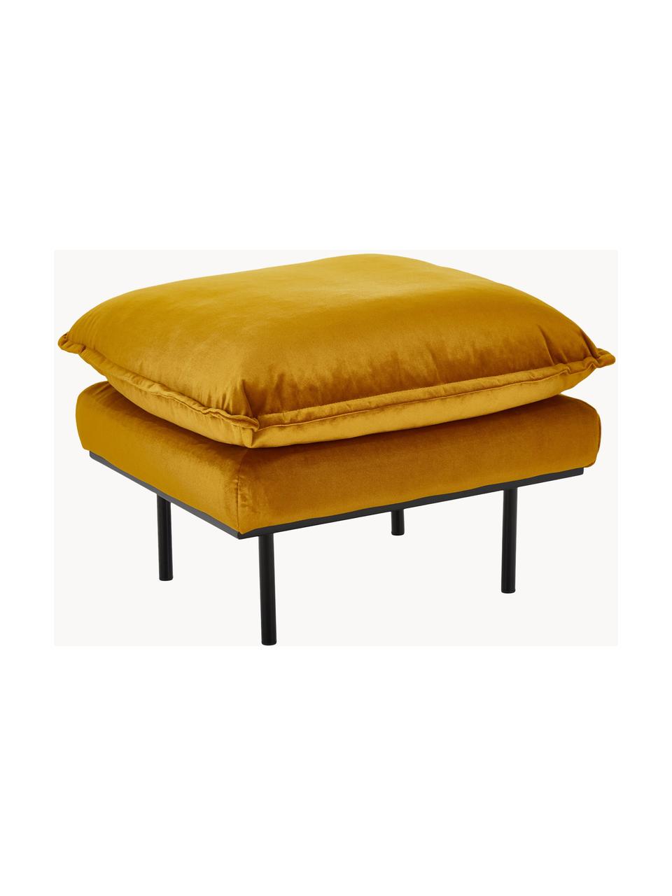 Pouf en velours Retro, Ocre, larg. 72 x prof. 65 cm