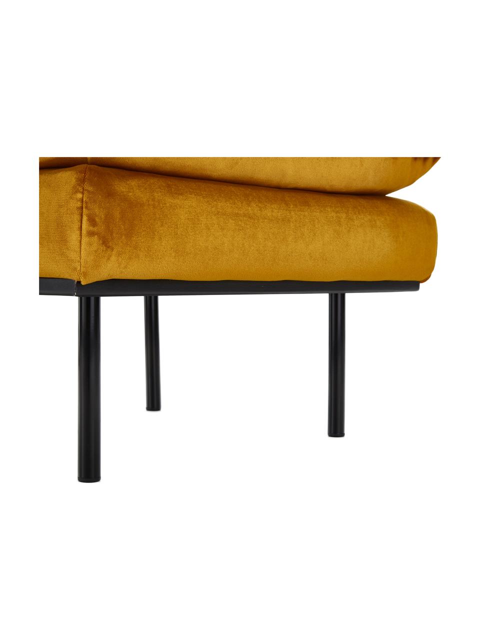 Sofa-Hocker Retro aus Samt, Bezug: Polyestersamt 86.000 Sche, Korpus: Mitteldichte Holzfaserpla, Samt Ockergelb, Schwarz, B 72 x T 65 cm