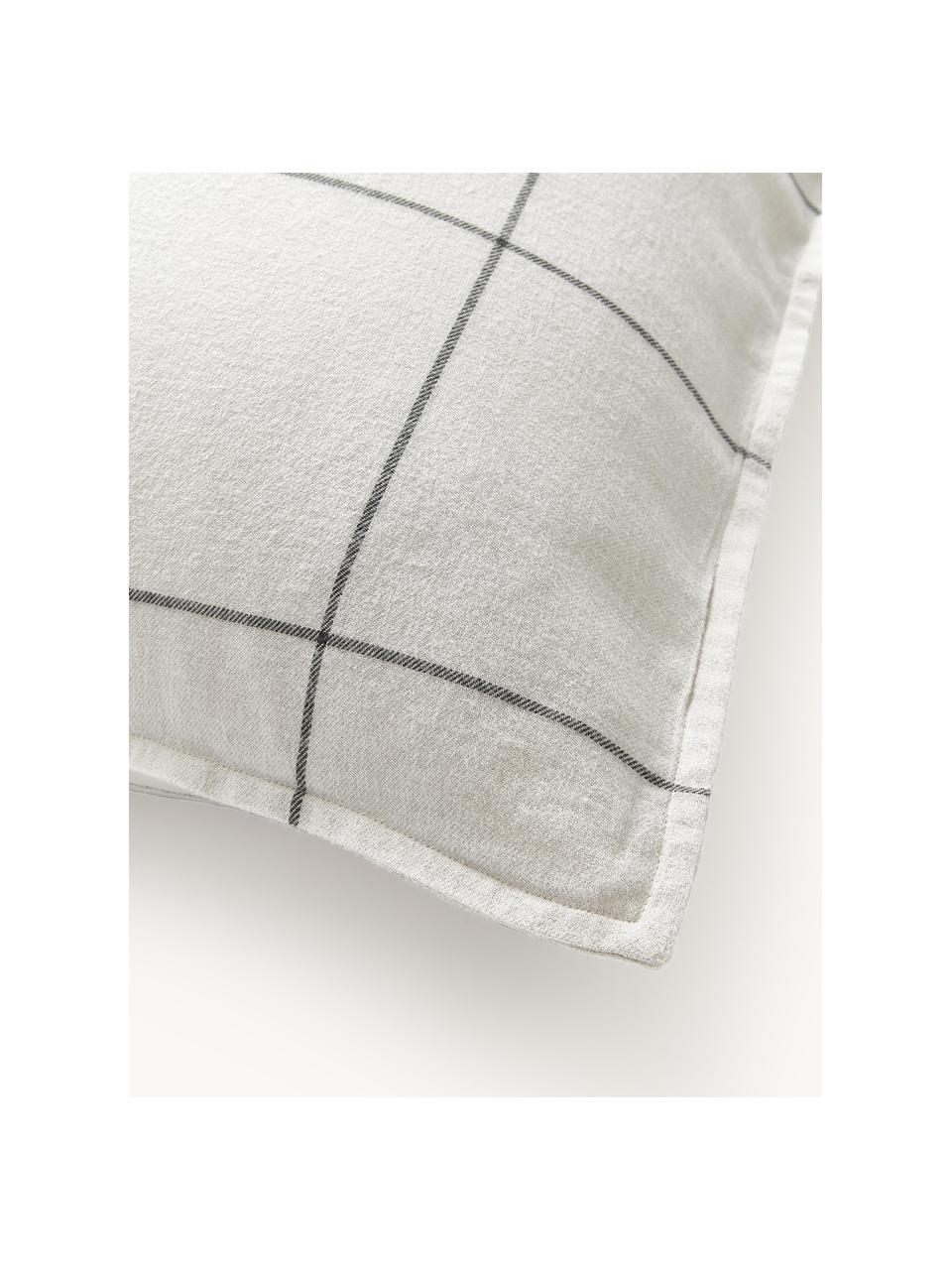 Károvaný flanelový oboustranný povlak na polštář z bavlny Noelle, Tlumeně bílá, šedá, Š 40 cm, D 80 cm