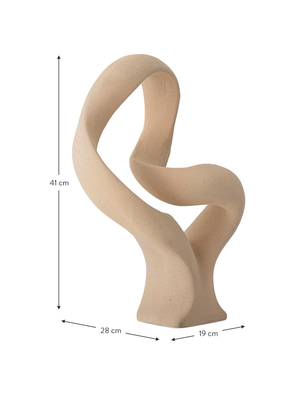 Grand objet décoratif Flauna, Grès cérame, Beige, larg. 28 x haut. 41 cm