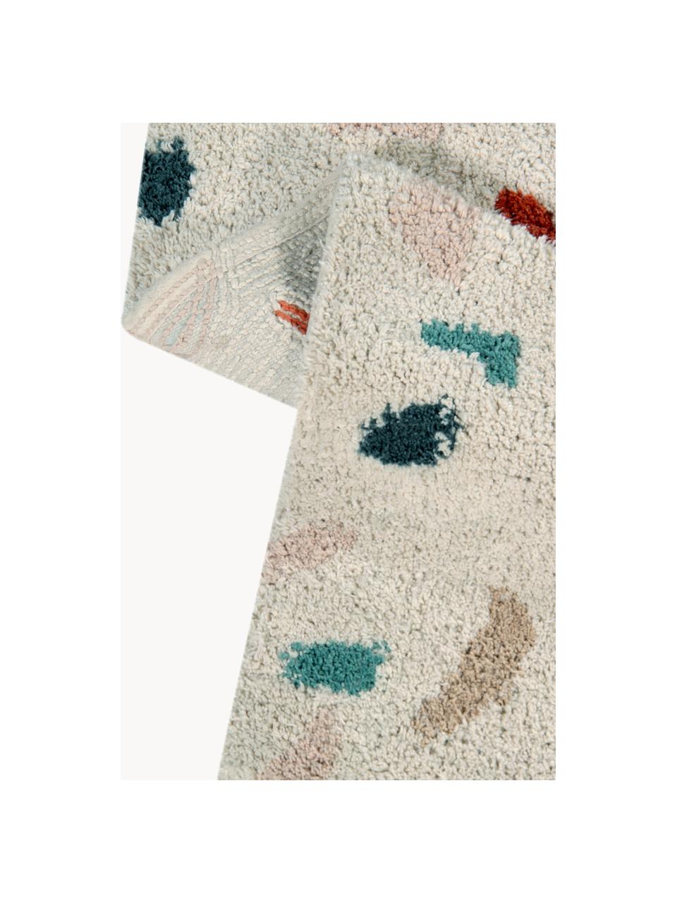 Tappeto per bambini fatto a mano Terrazzo, lavabile, Retro: 100% cotone, Beige chiaro, multicolore, Larg. 140 x Lung. 200 cm (taglia M)