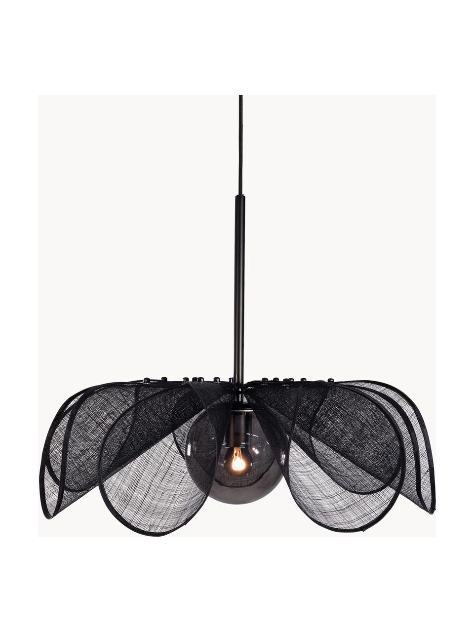 Grande suspension en fibres de bananier Styrka, tailles variées, Noir, Ø 63 x haut. 50 cm