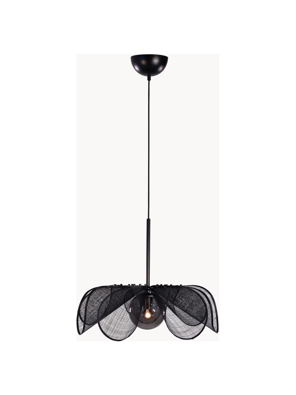 Grande suspension en fibres de bananier Styrka, tailles variées, Noir, Ø 63 x haut. 50 cm