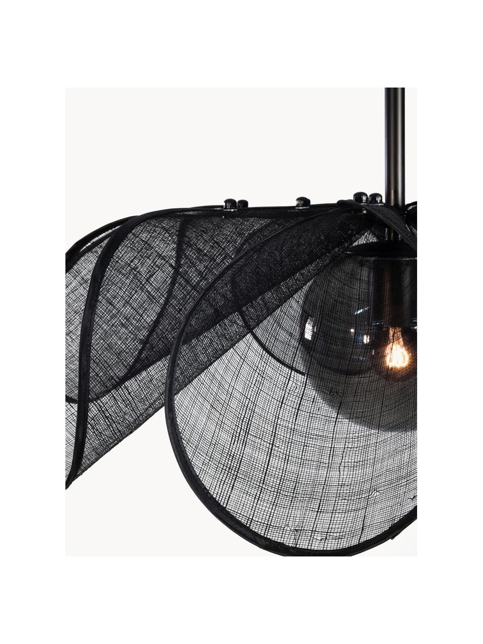 Grande suspension en fibres de bananier Styrka, tailles variées, Noir, Ø 63 x haut. 50 cm