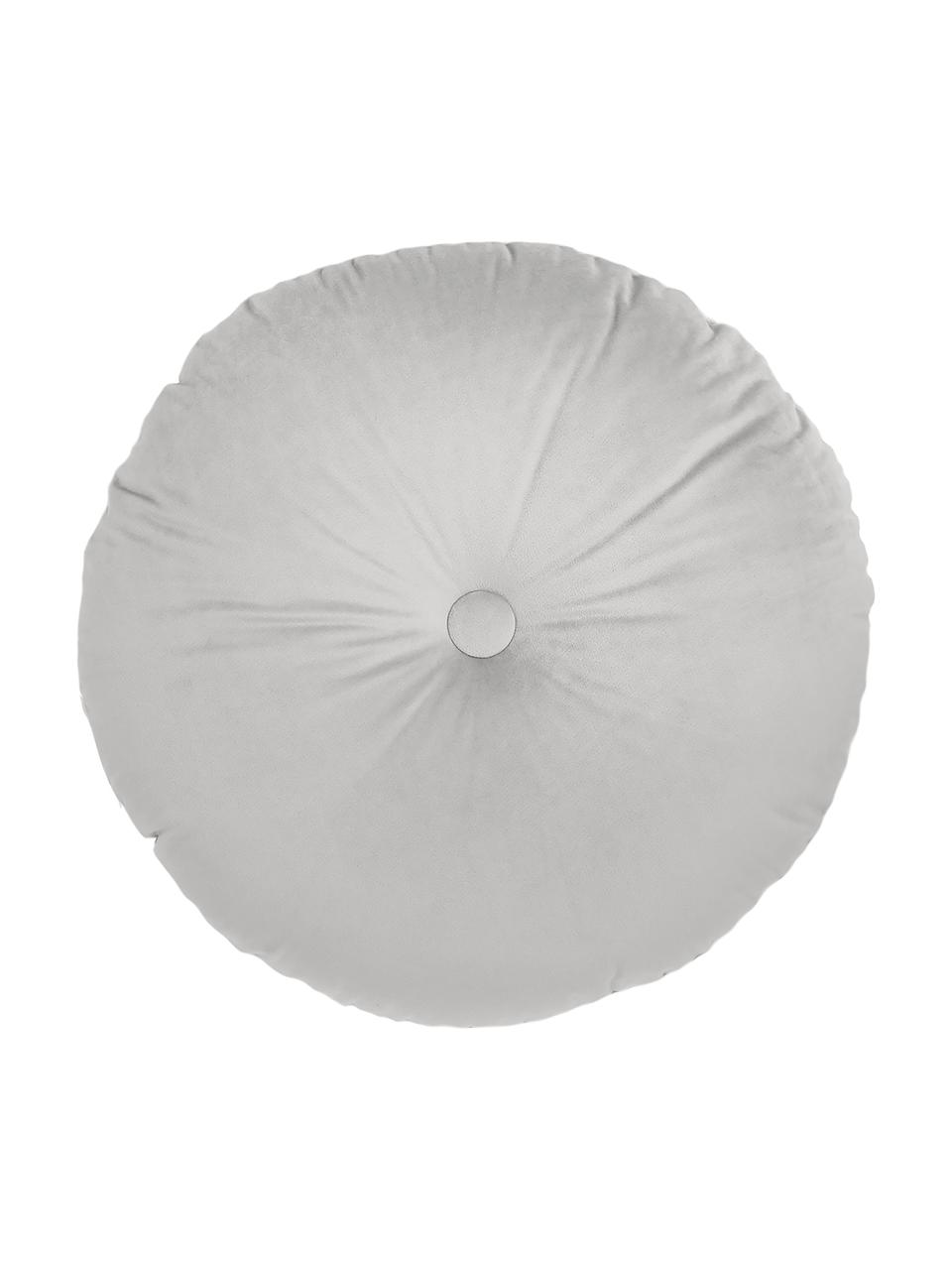 Okrągła poduszka z aksamitu z wypełnieniem Monet, połyskująca, Tapicerka: 100% aksamit poliestrowy, Srebrnoszary, Ø 40 cm