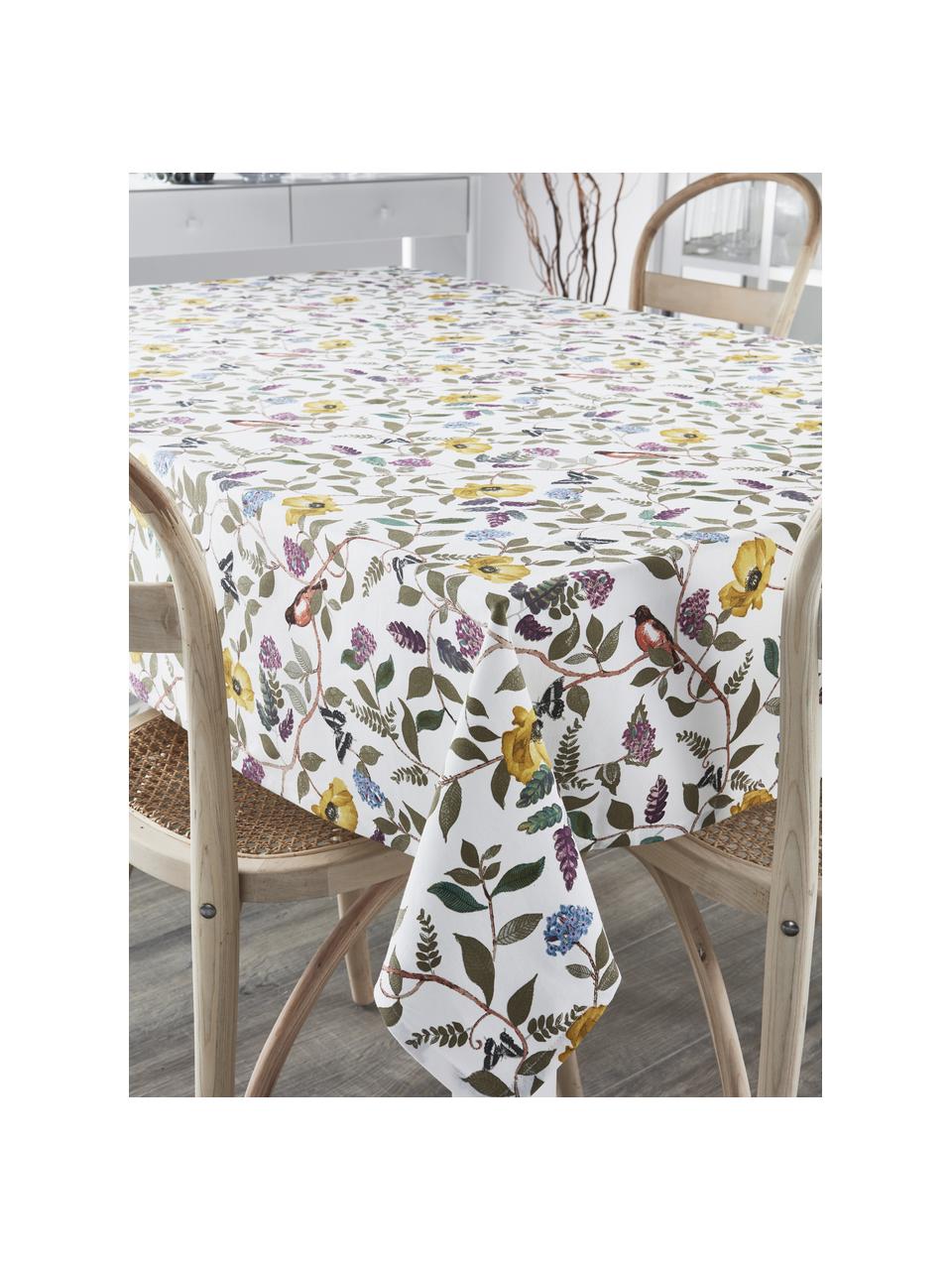 Tischdecke Cosmos mit sommerlichem Blumenmotiv, 100% Baumwolle, Weiß, Mehrfarbig, Für 6 - 8 Personen (B 145 x L 250 cm)