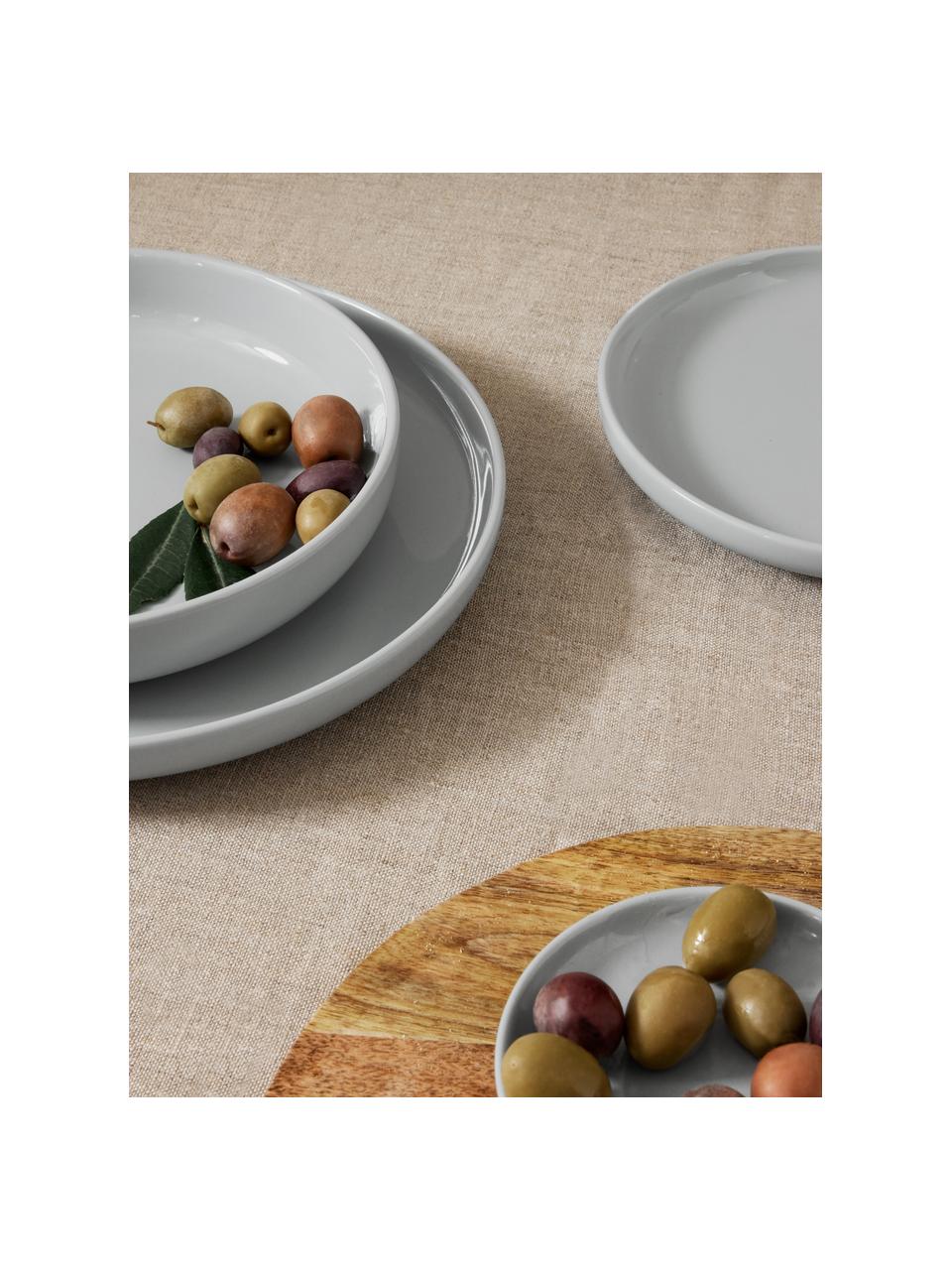 Assiettes plates en porcelaine Nessa, 4 pièces, Porcelaine dure de haute qualité, Gris clair, Ø 26 x haut. 3 cm