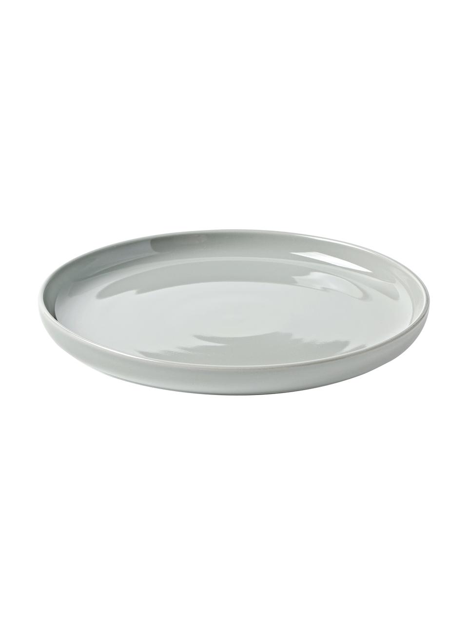 Plato llano de porcelana Nessa, 4 uds., Porcelana dura de alta calidad, Gris claro, Ø 26 cm
