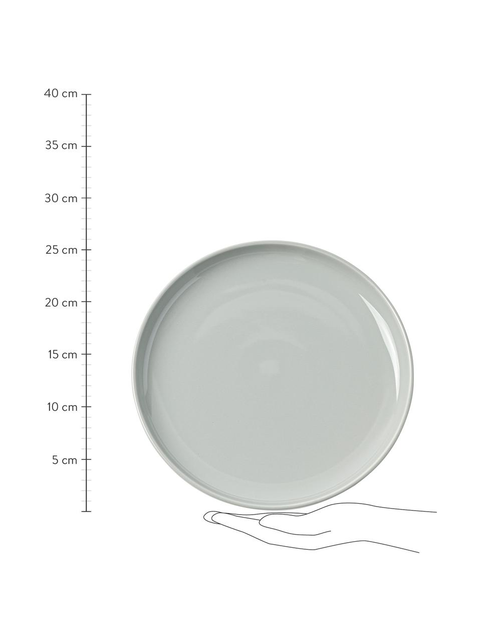 Plato llano de porcelana Nessa, 4 uds., Porcelana dura de alta calidad, Gris claro, Ø 26 cm