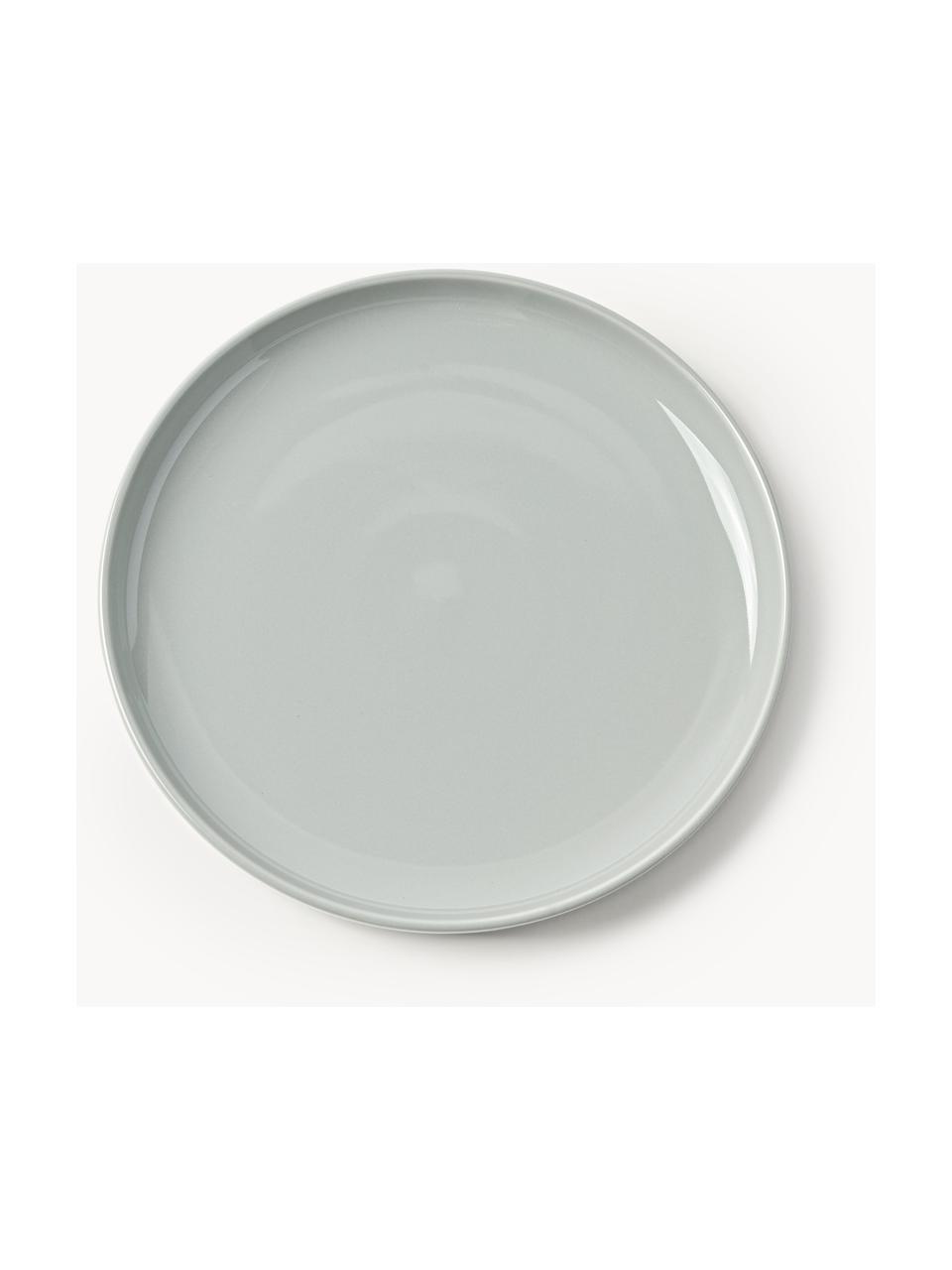 Platos llanos de porcelana Nessa, 4 uds., Porcelana dura de alta calidad, esmaltada, Gris claro brillante, Ø 26 cm