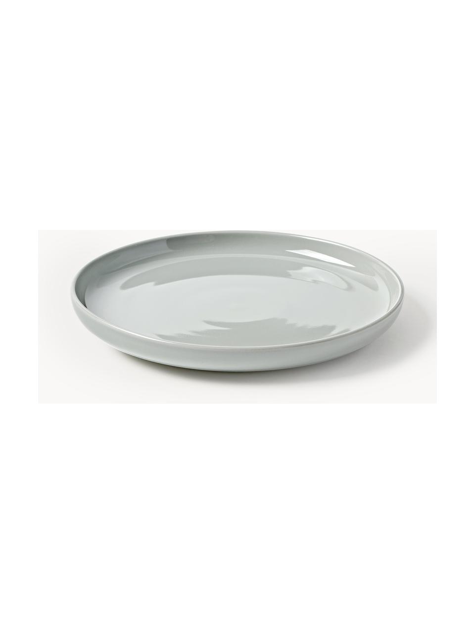 Platos llanos de porcelana Nessa, 4 uds., Porcelana dura de alta calidad, esmaltada, Gris claro brillante, Ø 26 cm