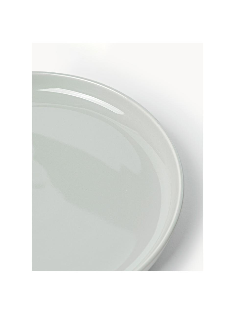 Porcelánové plytké taniere Nessa, 4 ks, Vysokokvalitný porcelán, Svetlosivá, lesklá, Ø 26 cm