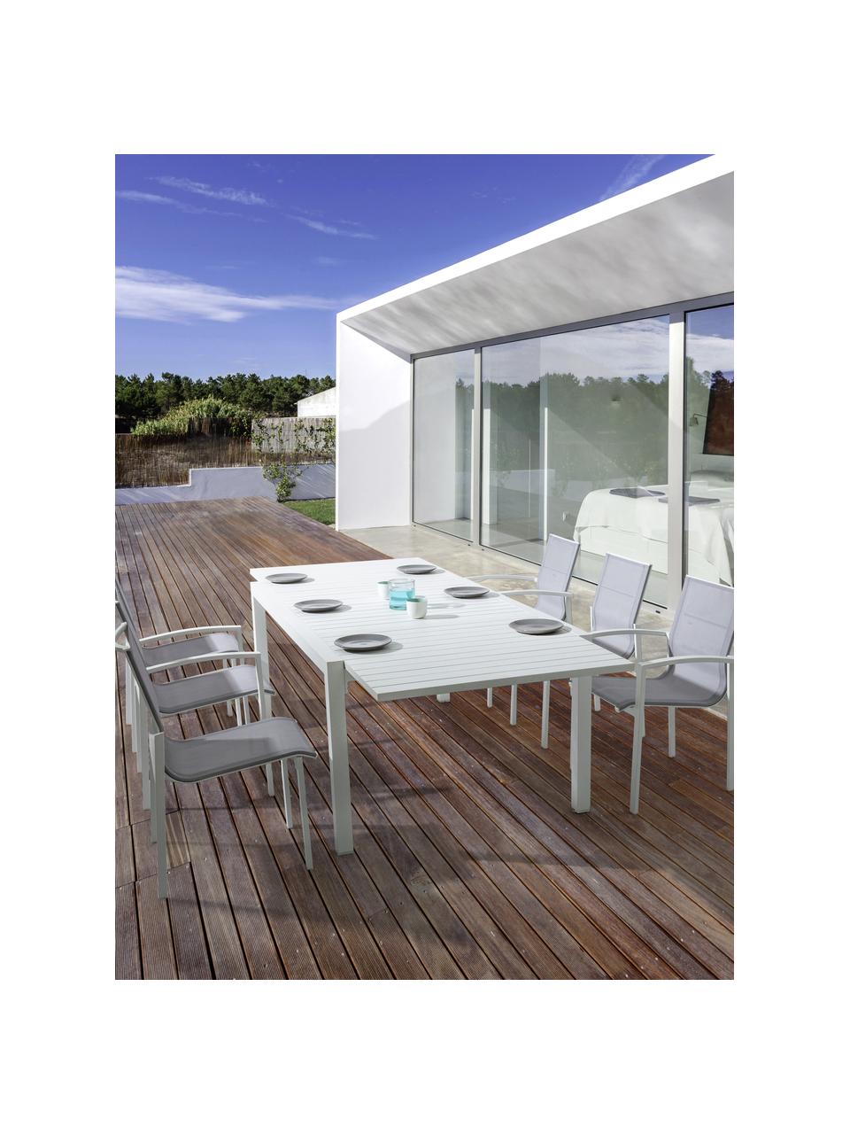 Table de jardin extensible Pelagius, tailles variées, Aluminium, revêtement par poudre, Blanc, larg. 83 - 166 x prof. 80 cm