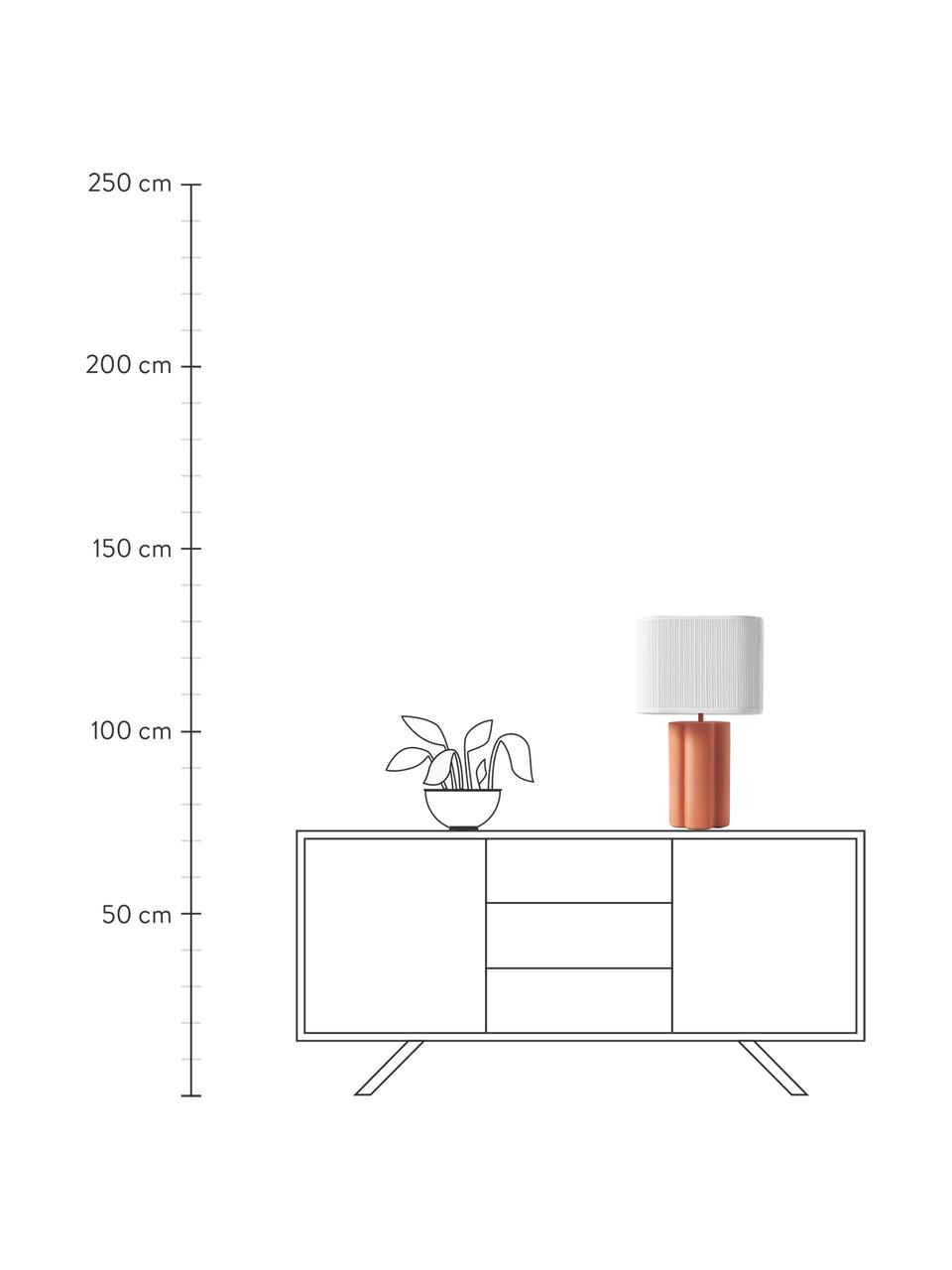 Keramische tafellamp Emersyn, Lampenkap: kasjmier, Lampvoet: keramiek, Oranje, wit, B 35 x L 170 cm