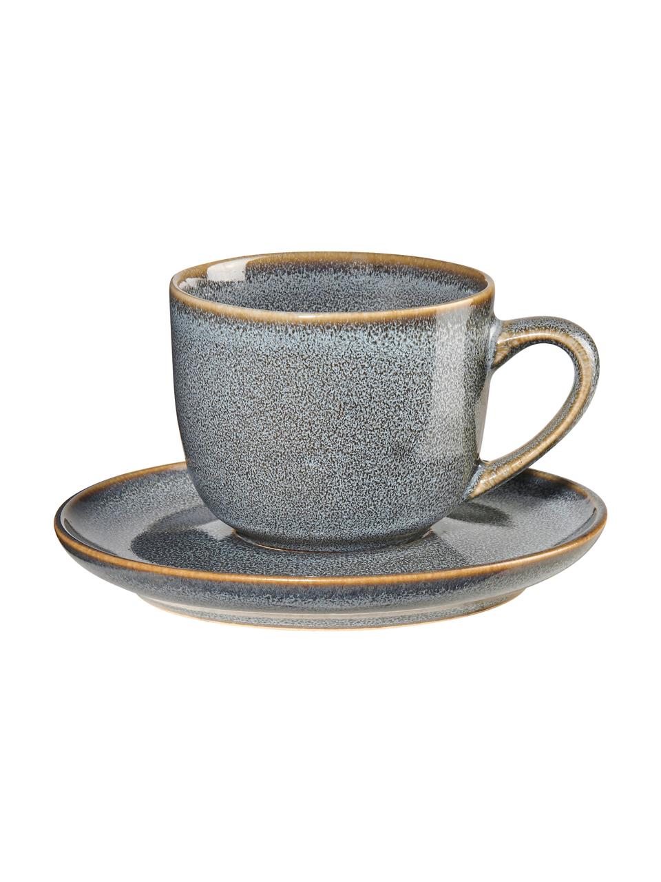 Tasse expresso avec sous-tasse Saisons, 6 pièces, Grès cérame, Bleu, Ø 7 x haut. 6 cm