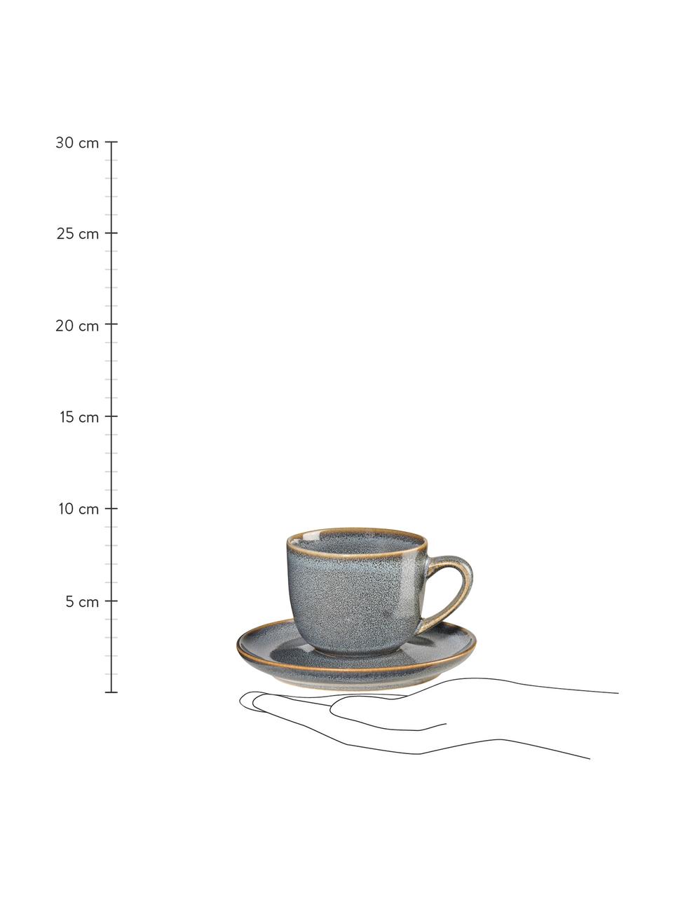 Šálek na espresso s podšálkem z kameniny Saisons, 6 ks, Kamenina, Modrá, Ø 7 cm