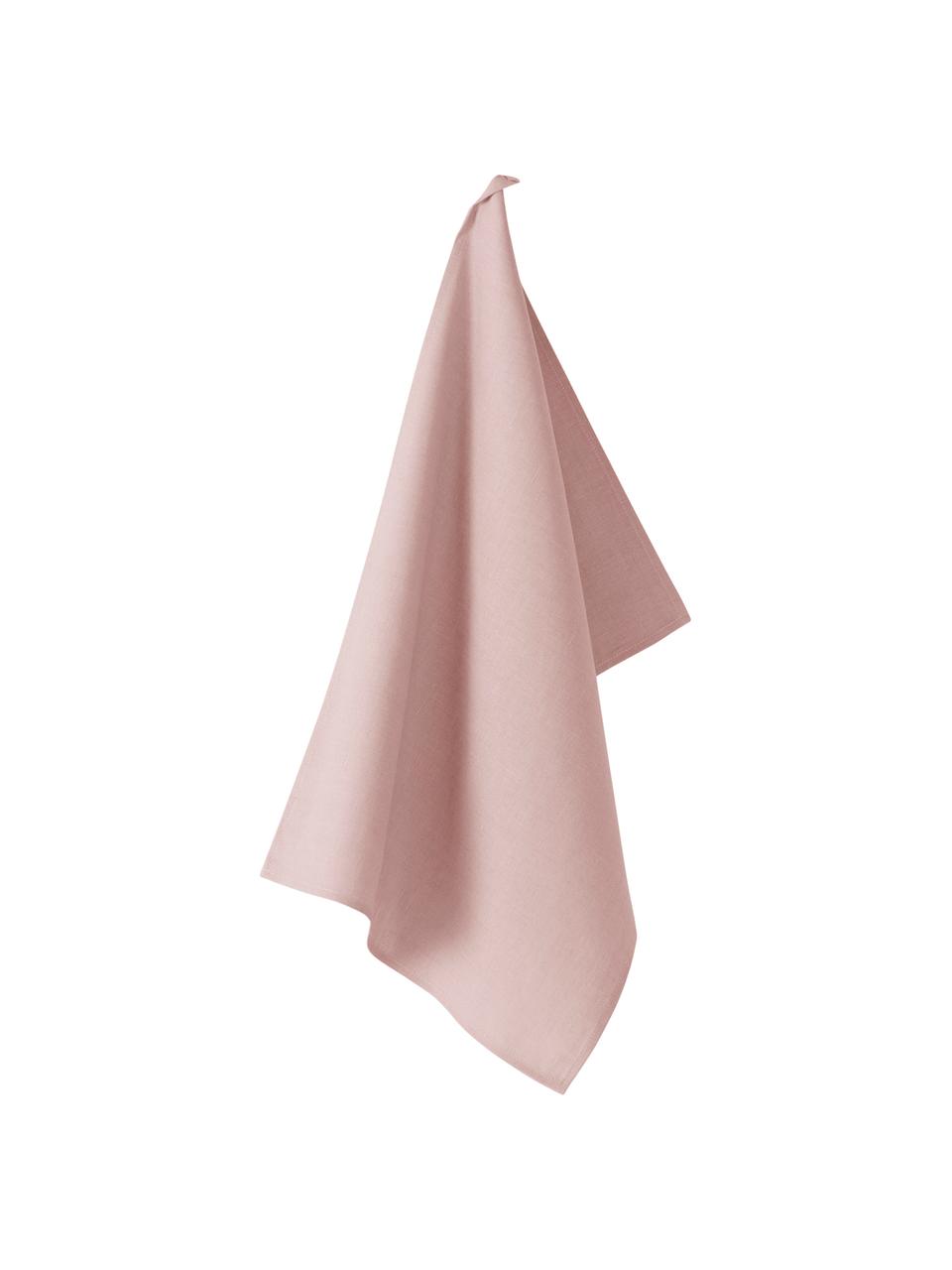 Paño de cocina de lino Hermia, 57% lino, 43% algodón, Rosa, An 50 x L 70 cm