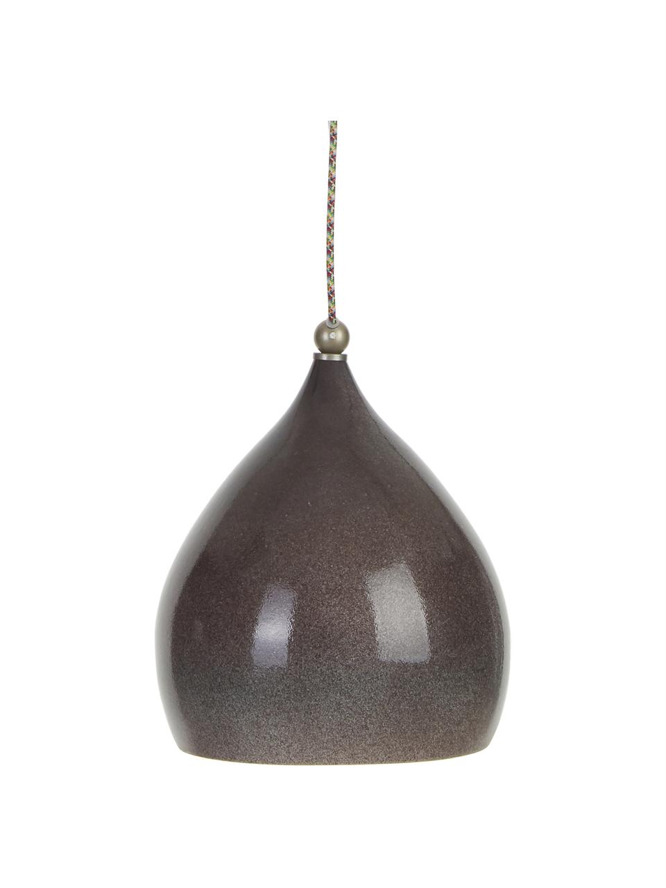 Kleine hanglamp Vague van keramiek, Lampenkap: keramiek, Baldakijn: keramiek, Grijs, 26 x 29 cm