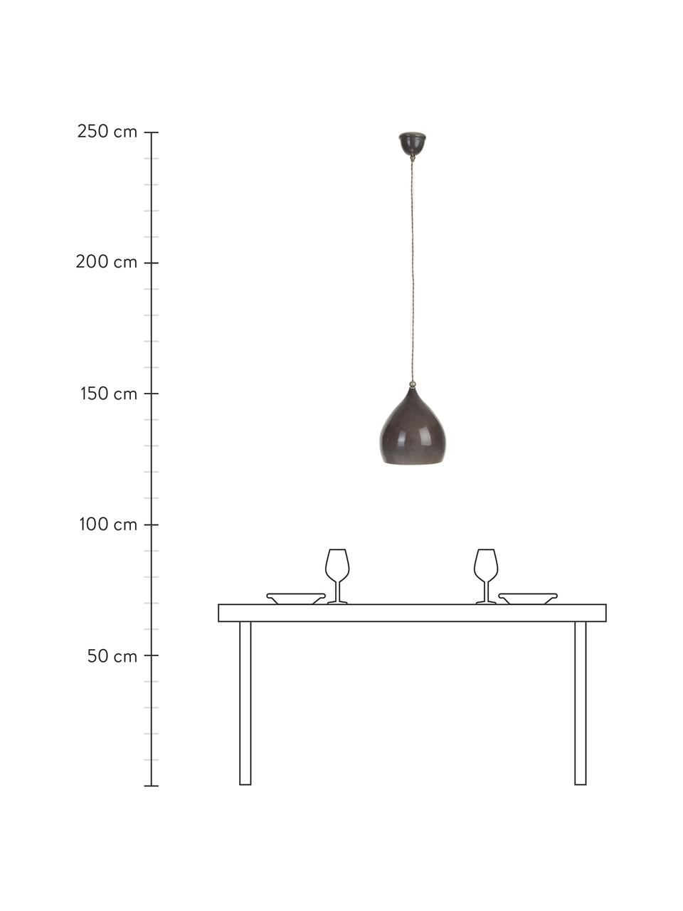 Kleine hanglamp Vague van keramiek, Lampenkap: keramiek, Baldakijn: keramiek, Grijs, 26 x 29 cm