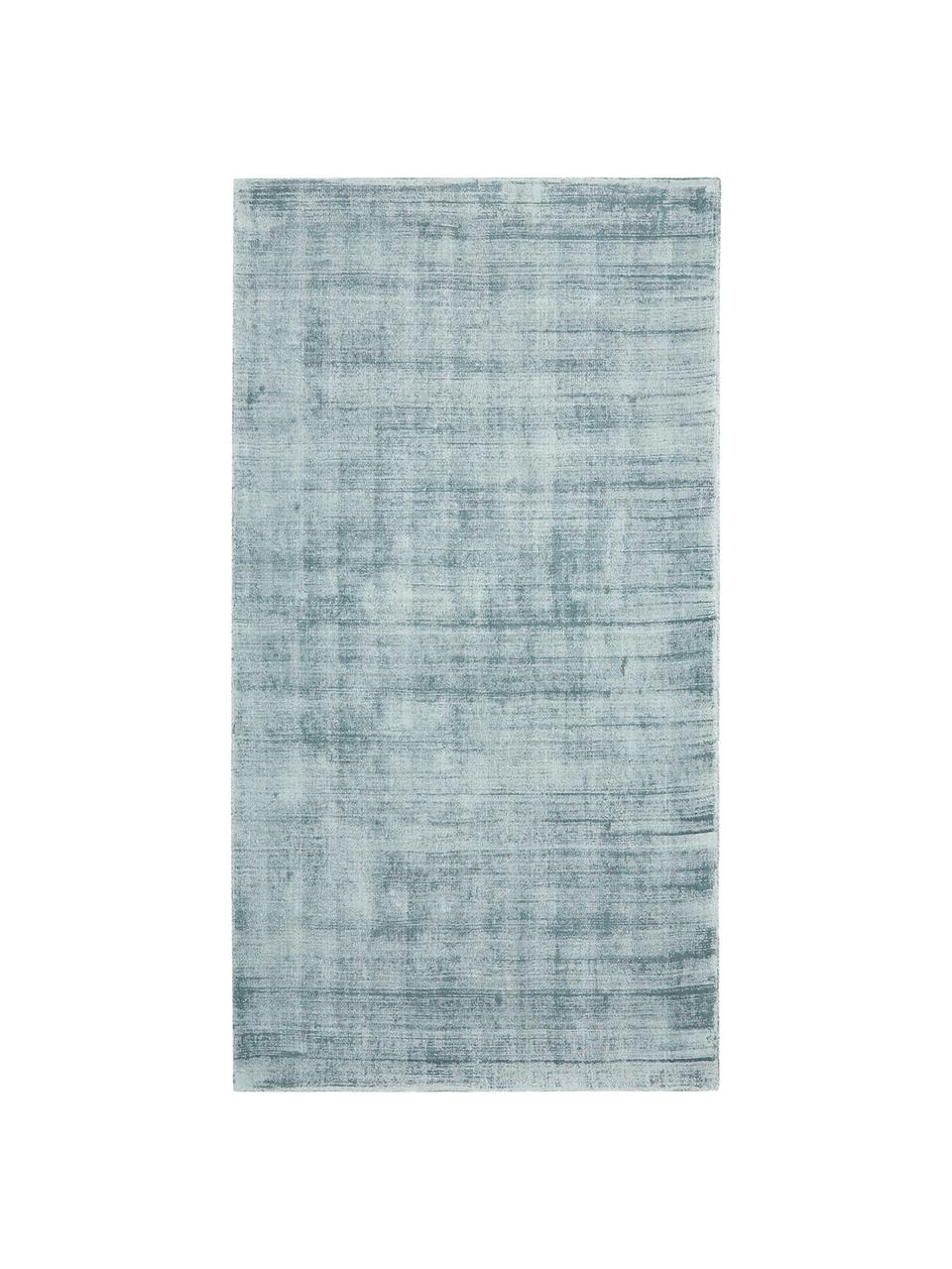 Alfombra artesanal de viscosa Jane, Parte superior: 100% viscosa, Reverso: 100% algodón, Azul hielo, An 120 x L 180 cm (Tamaño S)