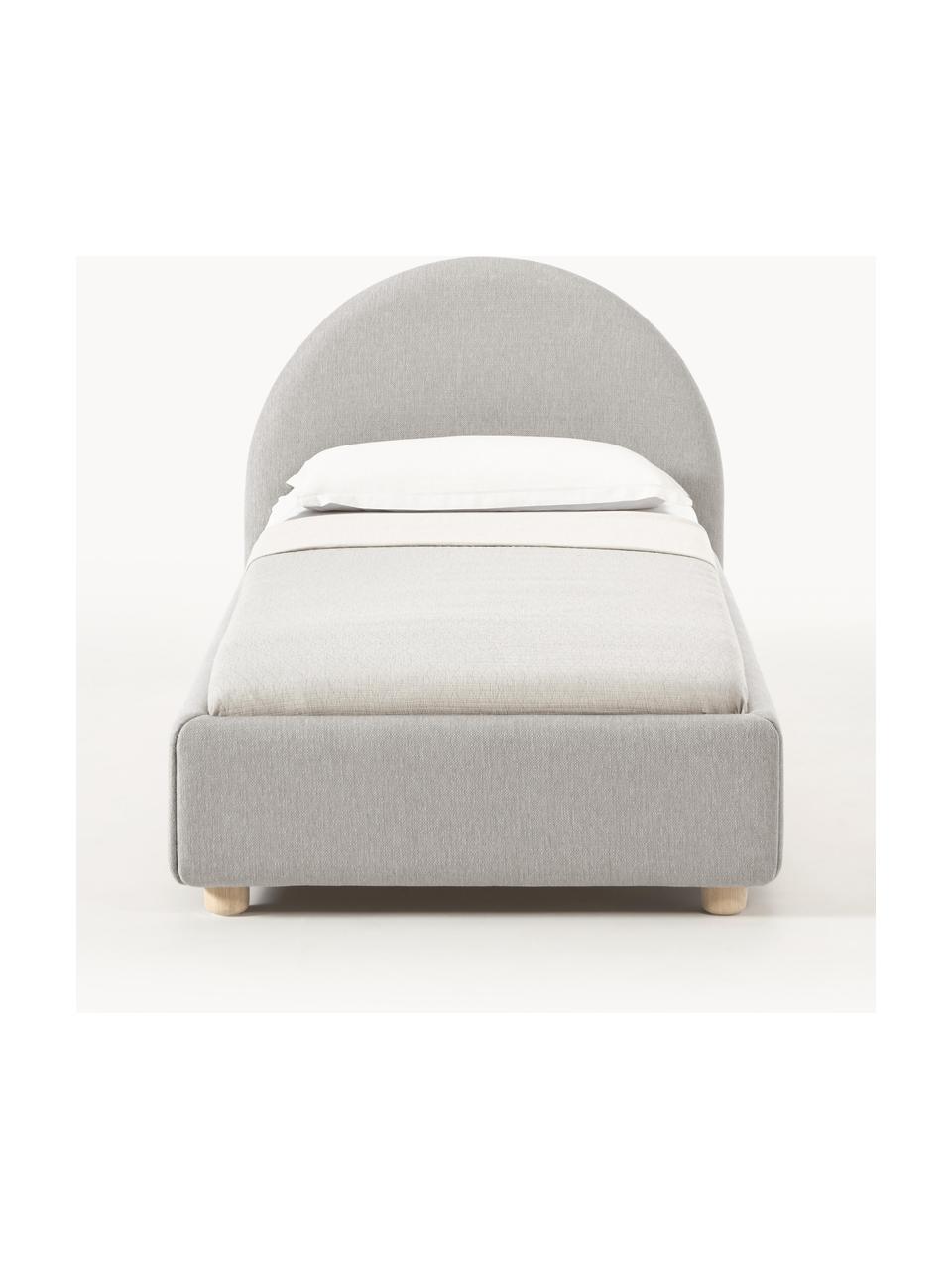 Cama individual Ebba, con espacio de almacenamiento, Tapizado: 100% polipropileno Alta r, Estructura: madera de pino maciza y p, Patas: madera de pino macizo, Tejido gris, An 90 x L 200 cm