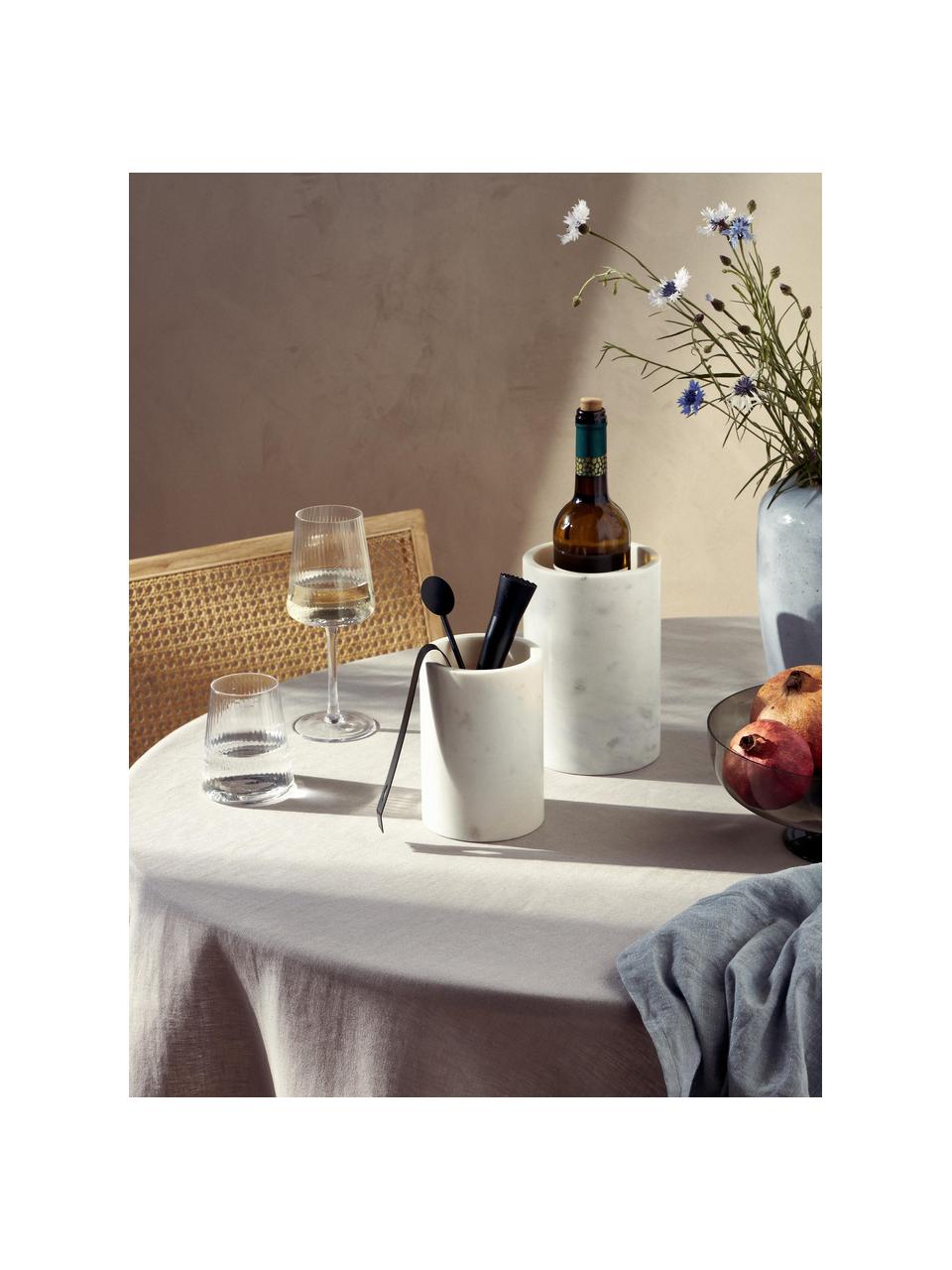 Marmeren wijnkoeler Agata, Marmer, Wit, gemarmerd, Ø 15 x H 19 cm