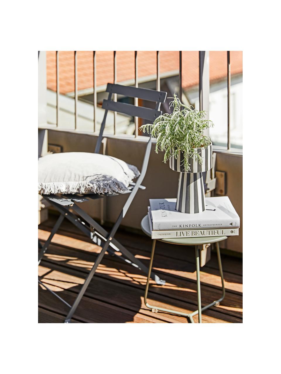 Handgemaakte plantenpot Toppu van keramiek, Keramiek, Wit, zwart, Ø 15 x H 24 cm