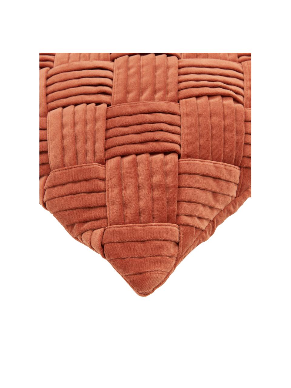 Samt-Kissenhülle Sina mit Strukturmuster, Samt (100 % Baumwolle), Terrakotta, B 45 x L 45 cm