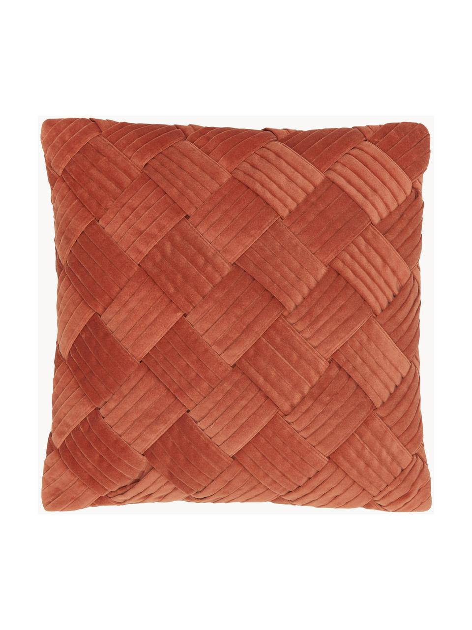 Samt-Kissenhülle Sina mit Strukturmuster, Samt (100 % Baumwolle), Terrakotta, B 45 x L 45 cm