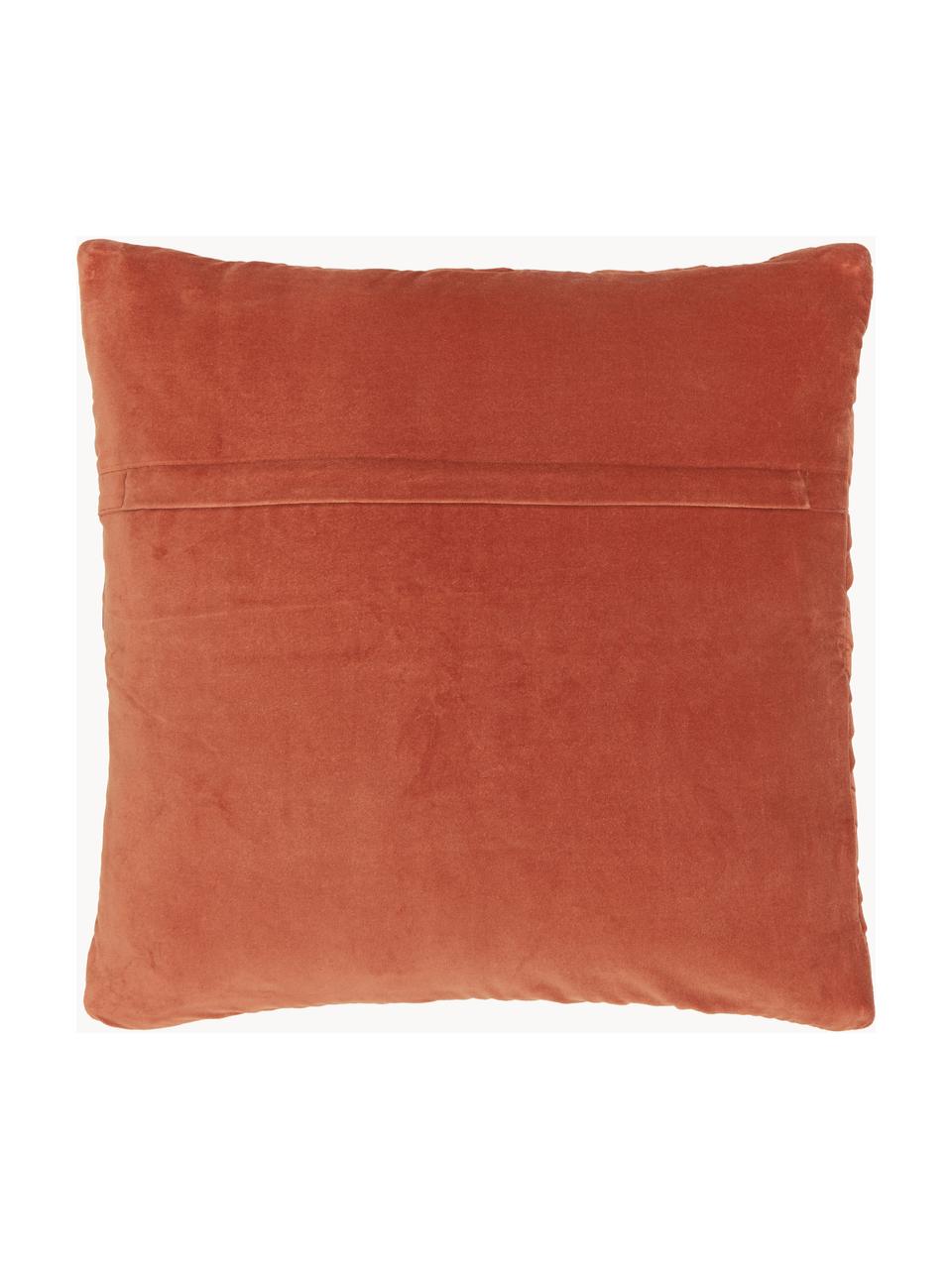 Housse de coussin en velours Sina, Velours (100 % coton), Terracotta, larg. 45 x long. 45 cm