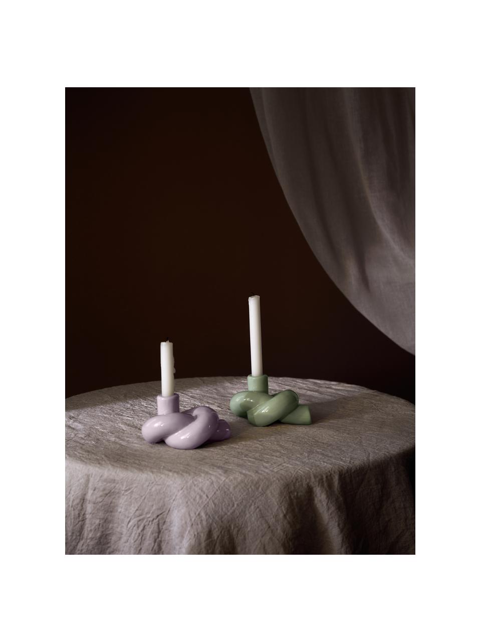 Candelabro Nodo, Gres, Verde lucido, Larg. 16 x Alt. 9 cm