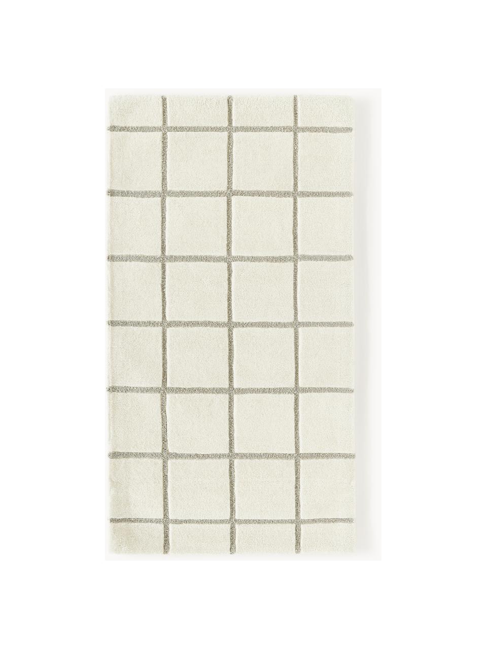 Handgetufteter Wollteppich Kallie, Flor: 100 % Wolle, RWS-zertifiz, Off White, Greige, B 80 x L 150 cm (Grösse XS)