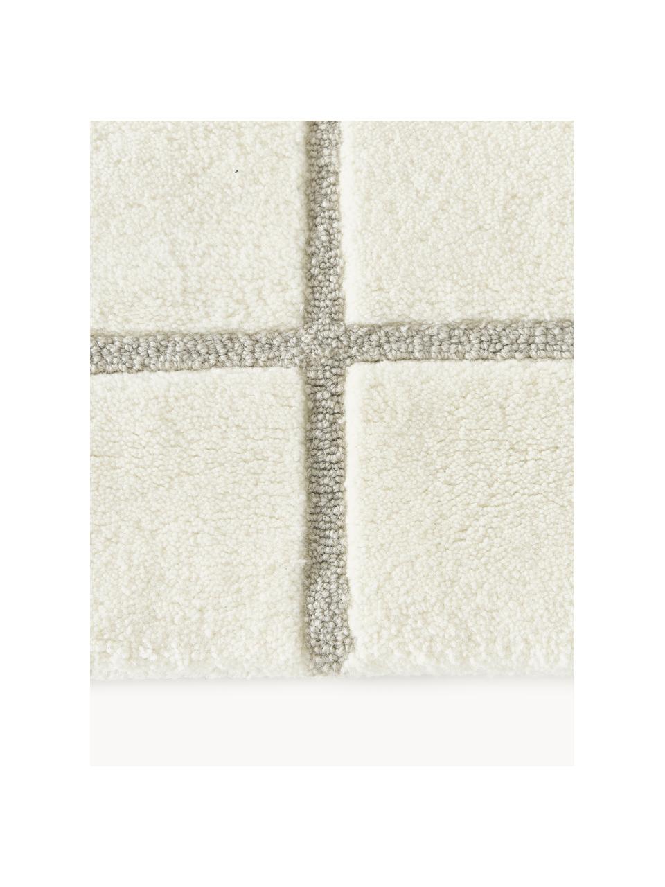 Ručne tuftovaný vlnený koberec Kallie, Lomená biela, hnedosivá, Š 80 x D 150 cm (veľkosť XS)