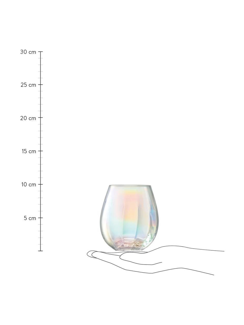 Szklanka ze szkła dmuchanego Pearl, 4 szt., Szkło, Perłowy połysk, Ø 9 x W 10 cm, 425 ml