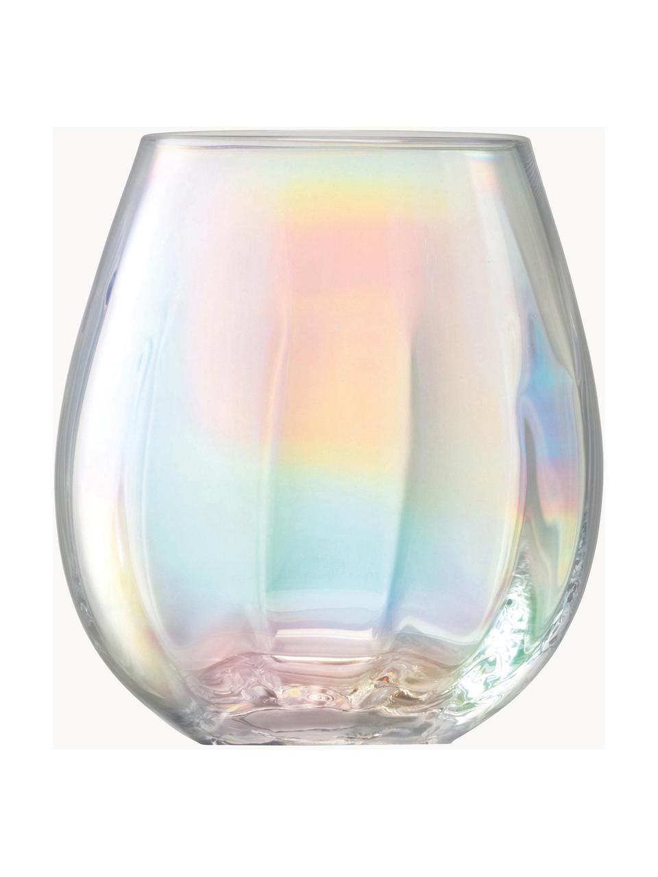 Mundgeblasene Wassergläser Pearl mit schimmerndem Perlmuttglanz, 4 Stück, Glas, Transparent, irisierend, Ø 9 x H 10 cm, 425 ml