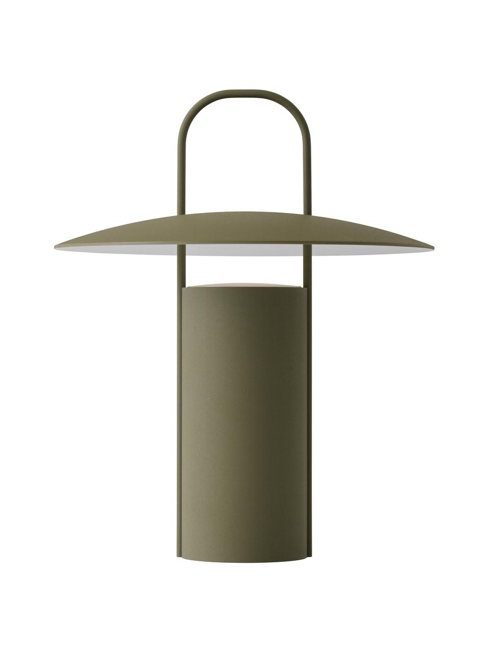 Dimbare LED tafellamp Ray met USB-aansluiting, Gecoat metaal, Kakigroen, Ø 22 x H 24 cm