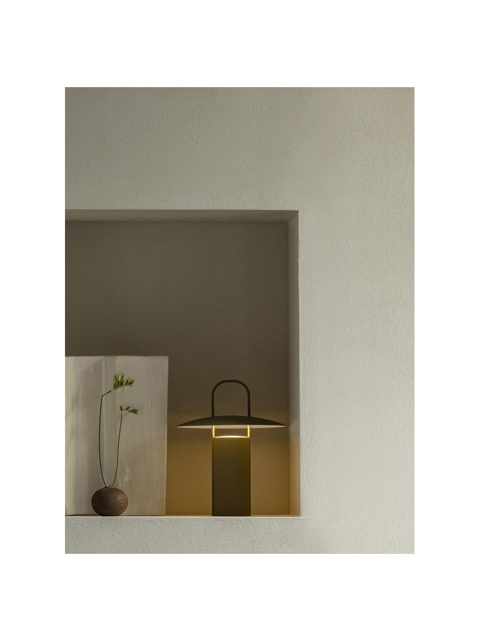 Lámpara de mesa regulable LED Ray, con puerto USB, Metal recubierto, Caqui, Ø 22 x Al 24 cm