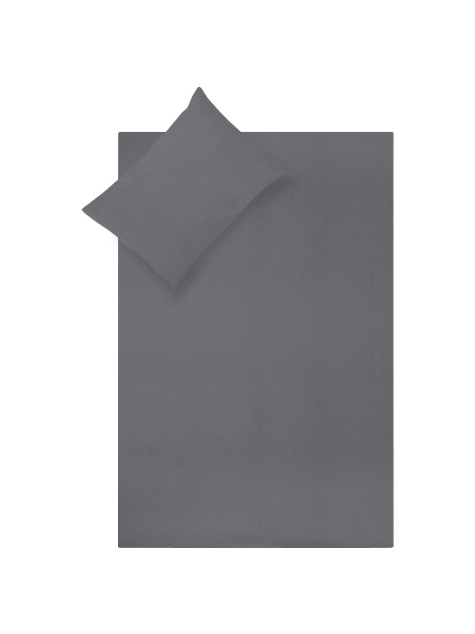 Parure copripiumino in percalle Elsie, Tessuto: percalle Densità del filo, Grigio scuro, Larg. 255 x Lung. 200 cm, 3 pz