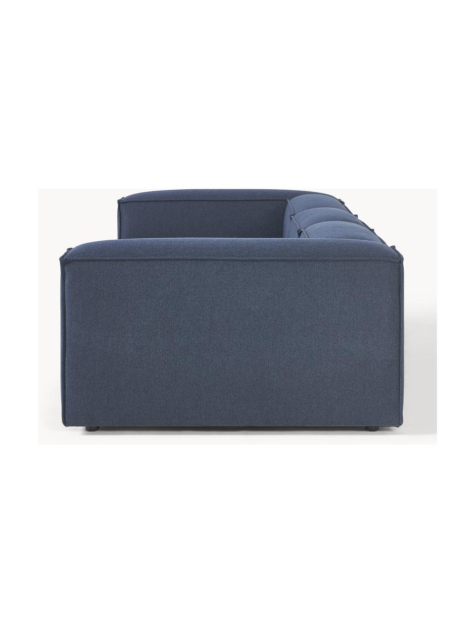 Modulares Sofa Lennon (4-Sitzer), Bezug: 100 % Polyester Der strap, Gestell: Massives Kiefernholz FSC-, Webstoff Dunkelblau, B 327 x T 119 cm
