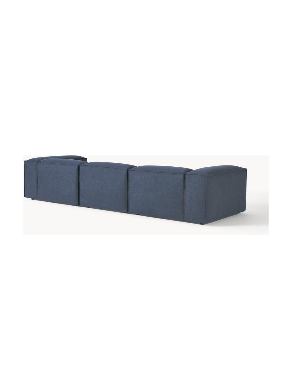 Modulares Sofa Lennon (4-Sitzer), Bezug: 100 % Polyester Der strap, Gestell: Massives Kiefernholz, Spe, Webstoff Dunkelblau, B 327 x T 119 cm