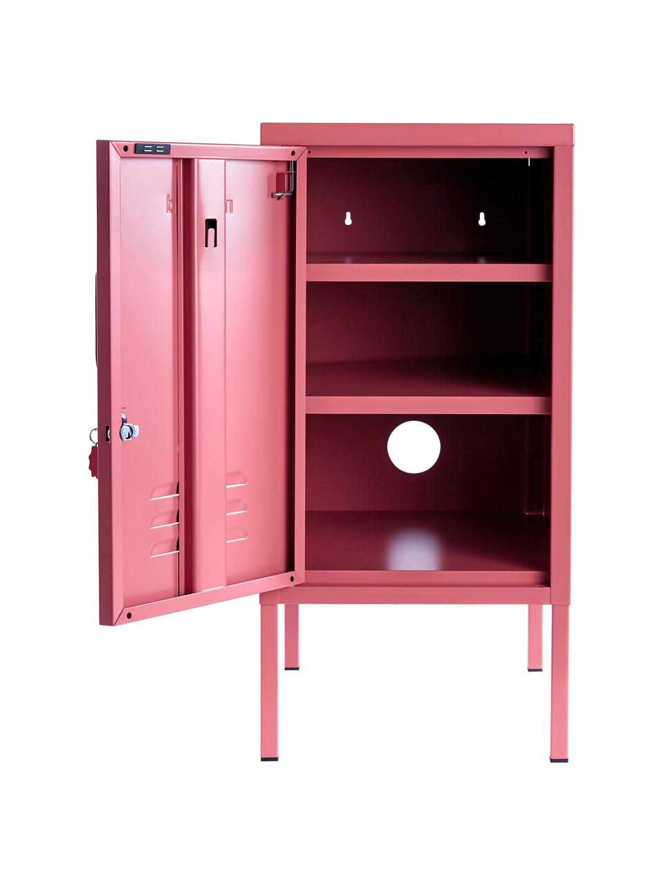 Comodino in metallo The Shorty, apertura verso sinistra o destra, Acciaio verniciato a polvere, Rosa antico, Cerniera a sinistra