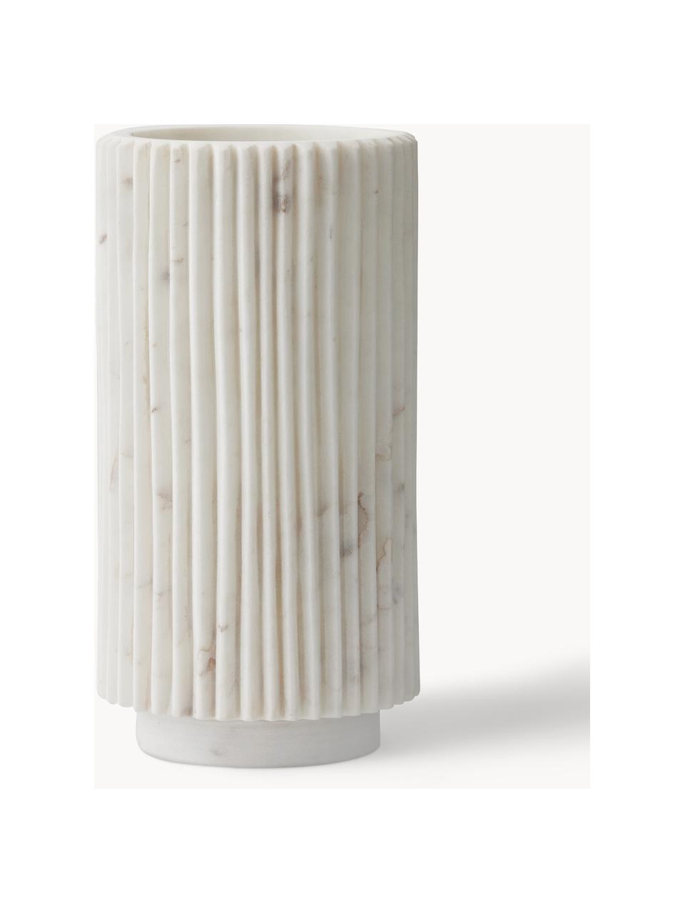 Vase en marbre Loon, haut. 24 cm, Marbre, Blanc, marbré, Ø 12 x haut. 24 cm