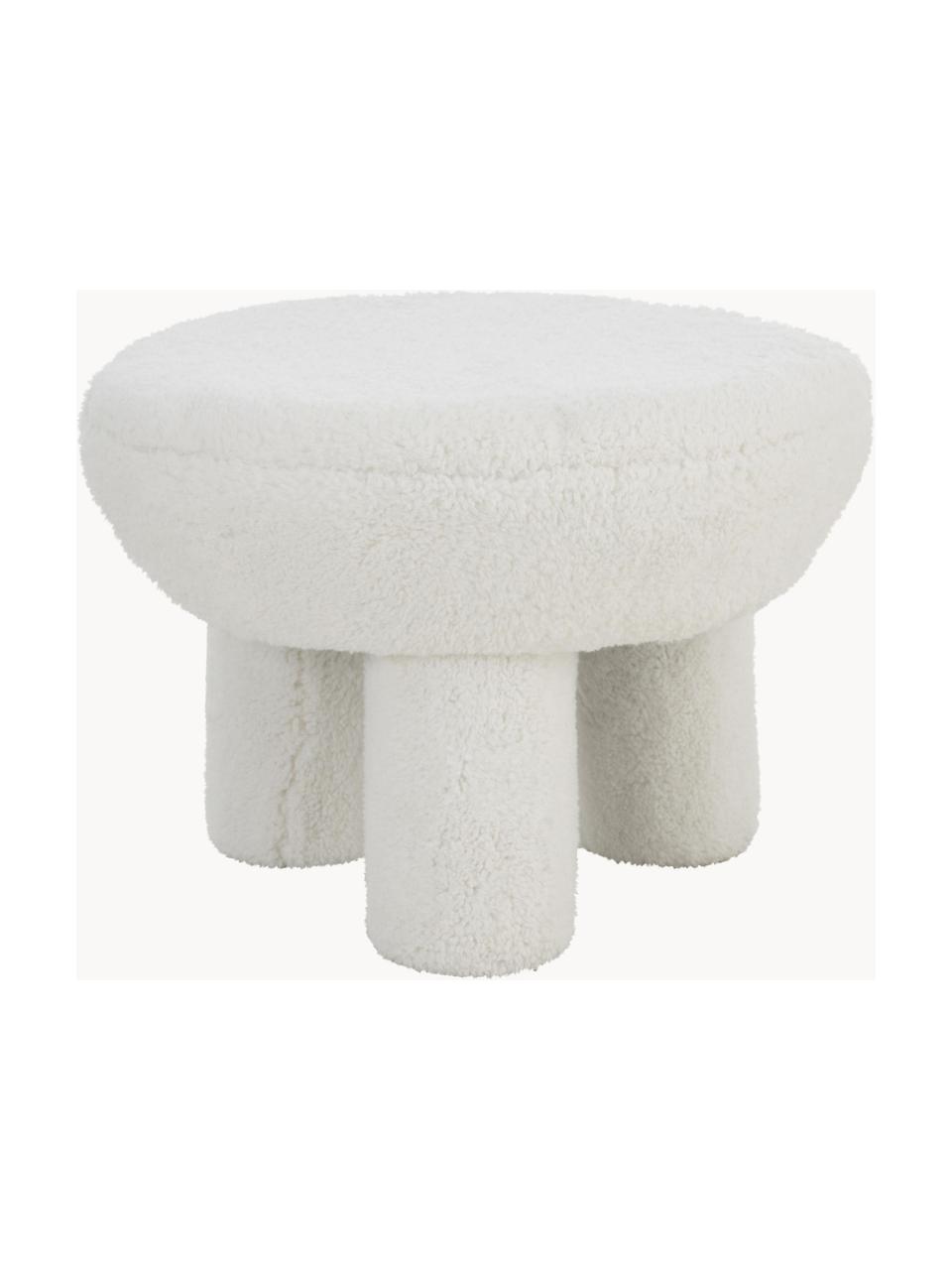 Tabouret en tissu peluche Bigfant, Tissu peluche blanc, Ø 61 x haut. 43 cm